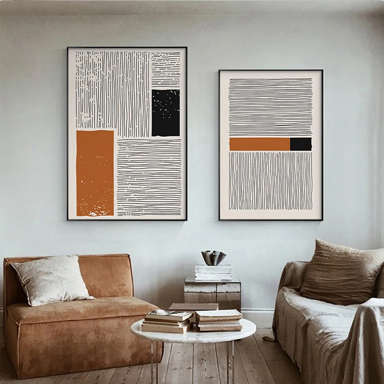 Modern Abstract Block Color Line Art Fine Art Canvas Print Wall Art Pictures For Living Room Dining Room Art For Contemporary Office Interior