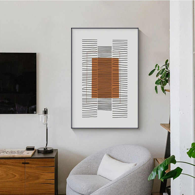 Modern Abstract Block Color Line Art Fine Art Canvas Print Wall Art Pictures For Living Room Dining Room Art For Contemporary Office Interior