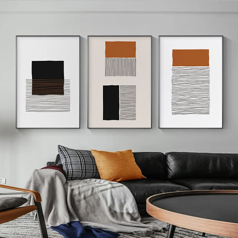 Modern Abstract Block Color Line Art Fine Art Canvas Print Wall Art Pictures For Living Room Dining Room Art For Contemporary Office Interior