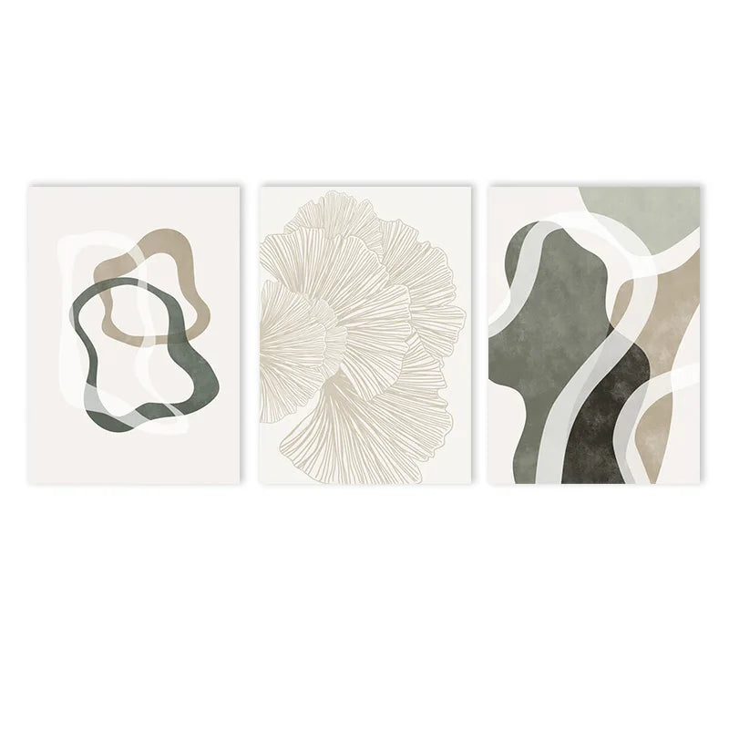 Modern Abstract Botanical Line Art Fine Art Canvas Prints Pastel Green Gray Beige Pictures For Living Room Dining Room Bedroom Art Decor 2025