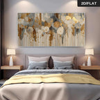 Modern Abstract Botanical Wall Art Fine Art Canvas Print Neutral Golden Tones Artwork for Luxury Dining Room Living Room & Contemporary Home Décor