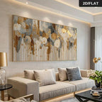 Modern Abstract Botanical Wall Art Fine Art Canvas Print Neutral Golden Tones Artwork for Luxury Dining Room Living Room & Contemporary Home Décor
