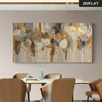 Modern Abstract Botanical Wall Art Fine Art Canvas Print Neutral Golden Tones Artwork for Luxury Dining Room Living Room & Contemporary Home Décor