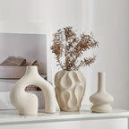 Modern Abstract Ceramic Sculptural Vase Set – Minimalist Off‑White Artistic Vases with Organic Shapes for Contemporary Living Room Décor