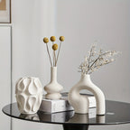 Modern Abstract Ceramic Sculptural Vase Set – Minimalist Off‑White Artistic Vases with Organic Shapes for Contemporary Living Room Décor