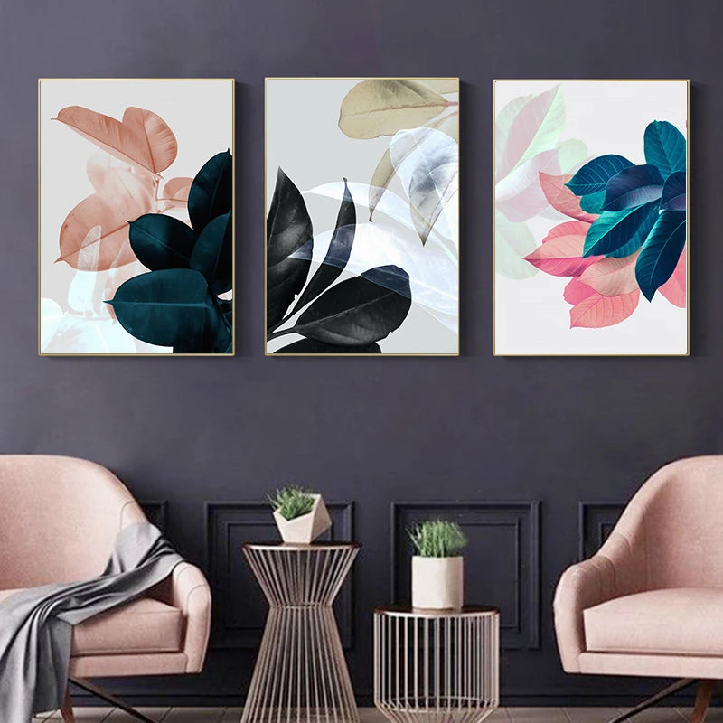 Modern Abstract Colorful Botanical Wall Art Fine Art Canvas Prints Pictures For Living Room Dining Room Bedroom, Art For Modern Living