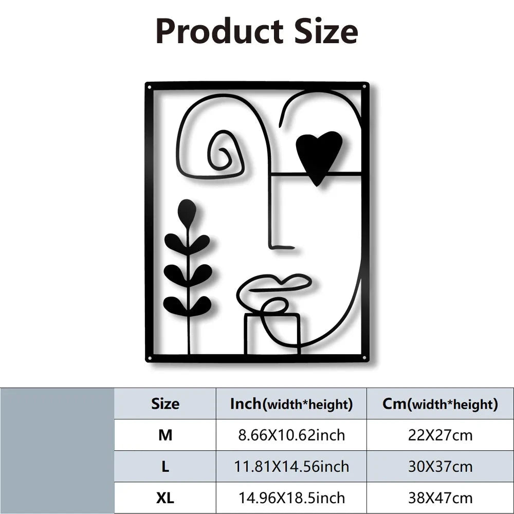 Modern Abstract Faces Line Art Metal Wall Art 3d Iron Crafted Decorative Wall Plaques For Bedroom Living Room Creative Home Decor