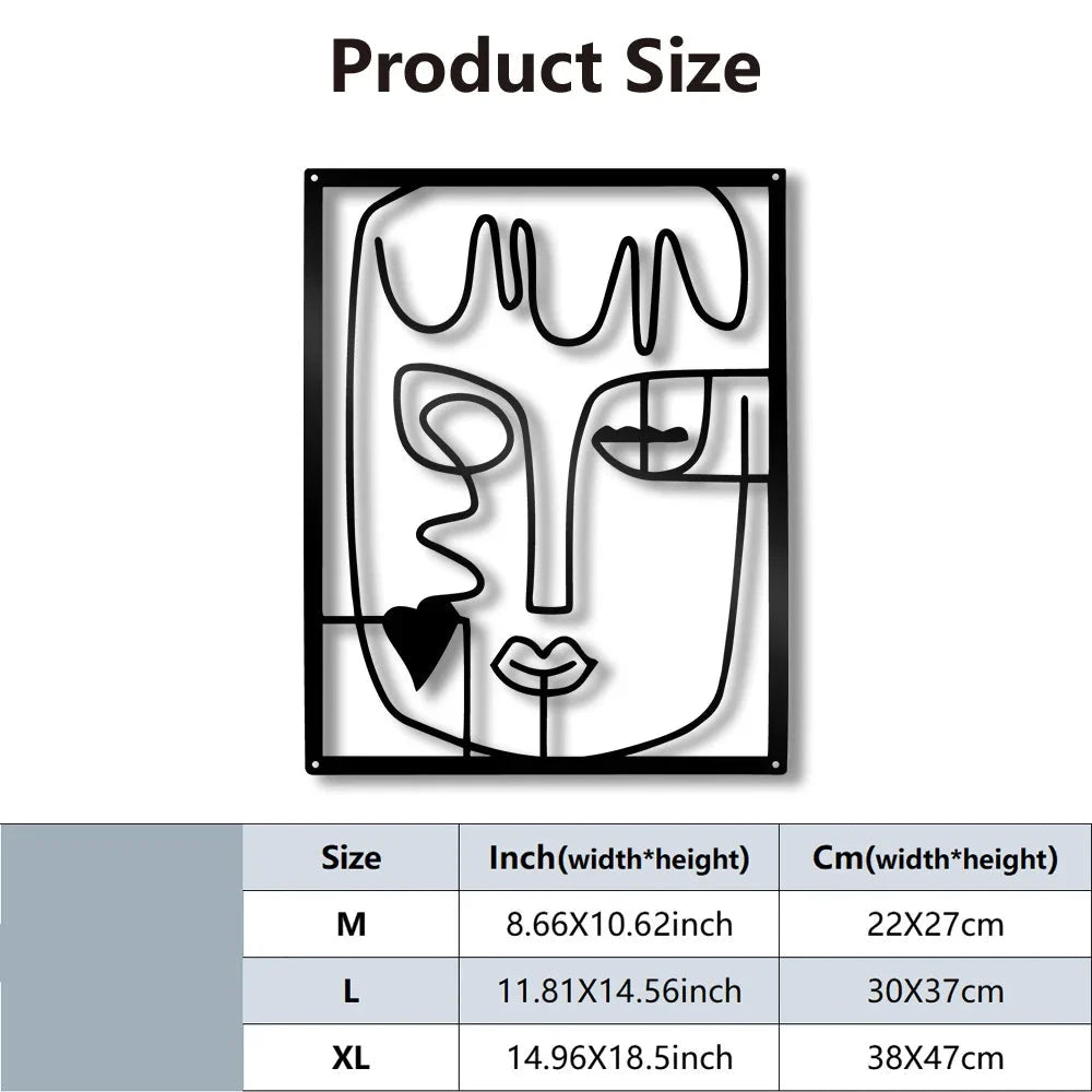 Modern Abstract Faces Line Art Metal Wall Art 3d Iron Crafted Decorative Wall Plaques For Bedroom Living Room Creative Home Decor