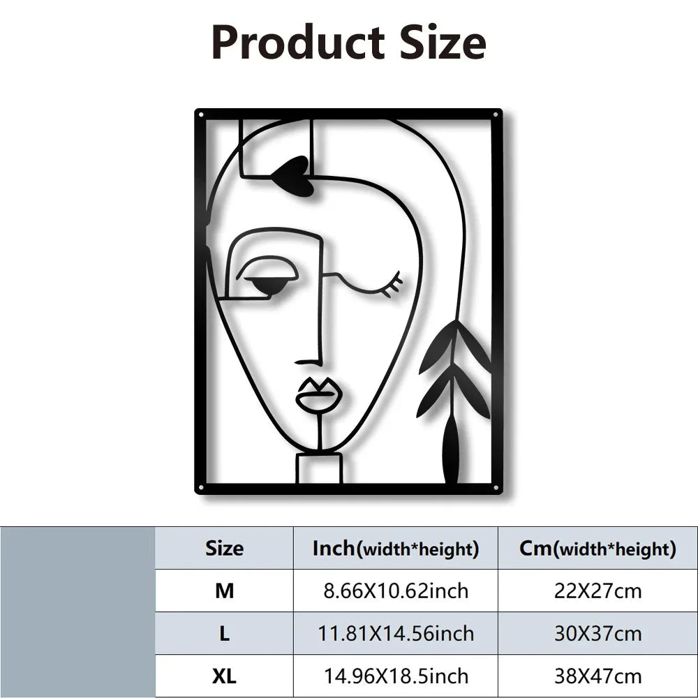 Modern Abstract Faces Line Art Metal Wall Art 3d Iron Crafted Decorative Wall Plaques For Bedroom Living Room Creative Home Decor