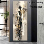 Modern Abstract Female Figure Art Wall Art Fine Art Canvas Print Beige Golden Grey Minimalist Design – Large Unframed Canvas Print for Contemporary Hallway & Neutral Home Décor