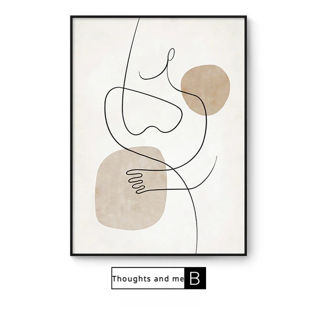 Modern Abstract Figure Art Line Art Wall Art Fine Art Canvas Prints Minimalist Pictures For Bedroom Living Room Art For Contemporary Interiors