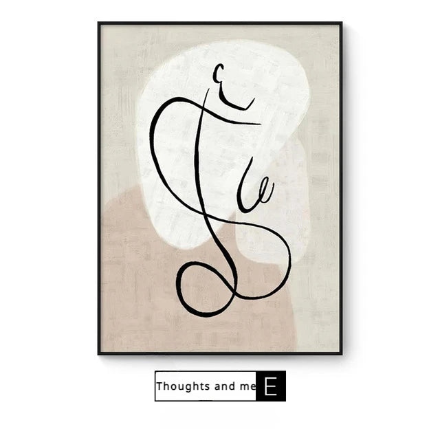 Modern Abstract Figure Art Line Art Wall Art Fine Art Canvas Prints Minimalist Pictures For Bedroom Living Room Art For Contemporary Interiors