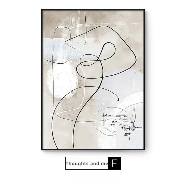 Modern Abstract Figure Art Line Art Wall Art Fine Art Canvas Prints Minimalist Pictures For Bedroom Living Room Art For Contemporary Interiors