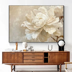 Modern Abstract Floral Canvas Wall Art Fine Art Canvas Print Beige White Botanical Picture For Living Room Bedroom Dining Room Decor