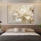 Modern Abstract Floral Canvas Wall Art Fine Art Canvas Print Beige White Botanical Picture For Living Room Bedroom Dining Room Decor