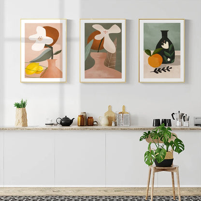 Modern Abstract Floral Vase Still Life Wall Art Fine Art Canvas Prints Colorful Pictures For Living Room Dining Room Kitchen Art Decor
