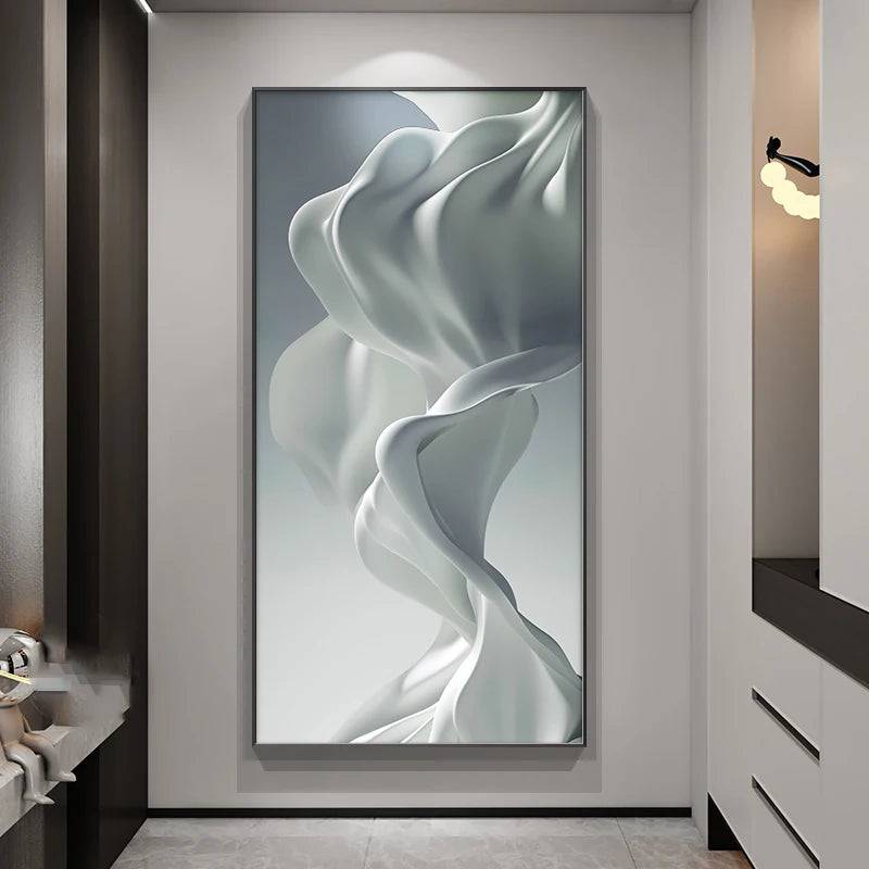 Modern Abstract Flowing Liquid Silk Wall Art Fine Art Canvas Prints Poster Pictures For Living Room Entranceway Foyer Light Luxury Home Office Decor