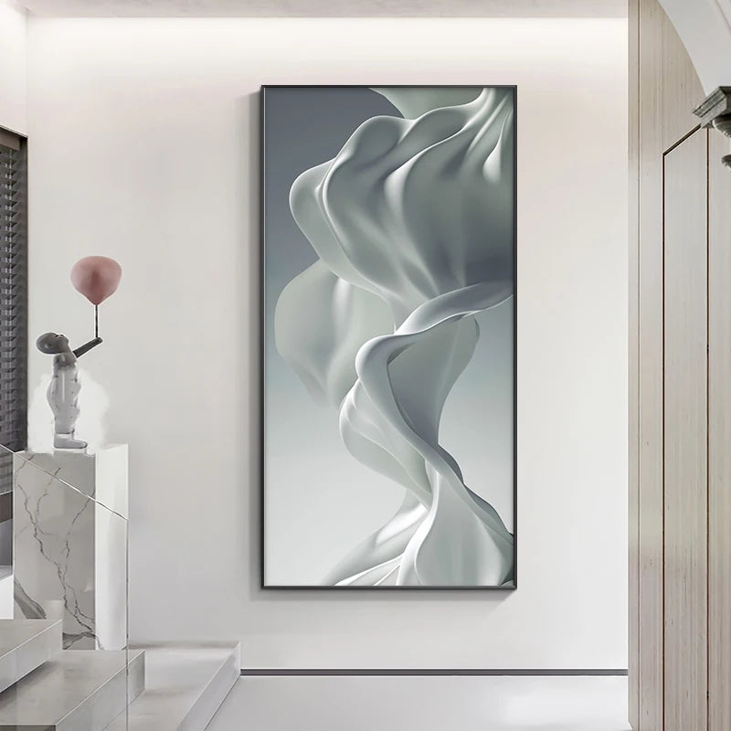 Modern Abstract Flowing Liquid Silk Wall Art Fine Art Canvas Prints Poster Pictures For Living Room Entranceway Foyer Light Luxury Home Office Decor