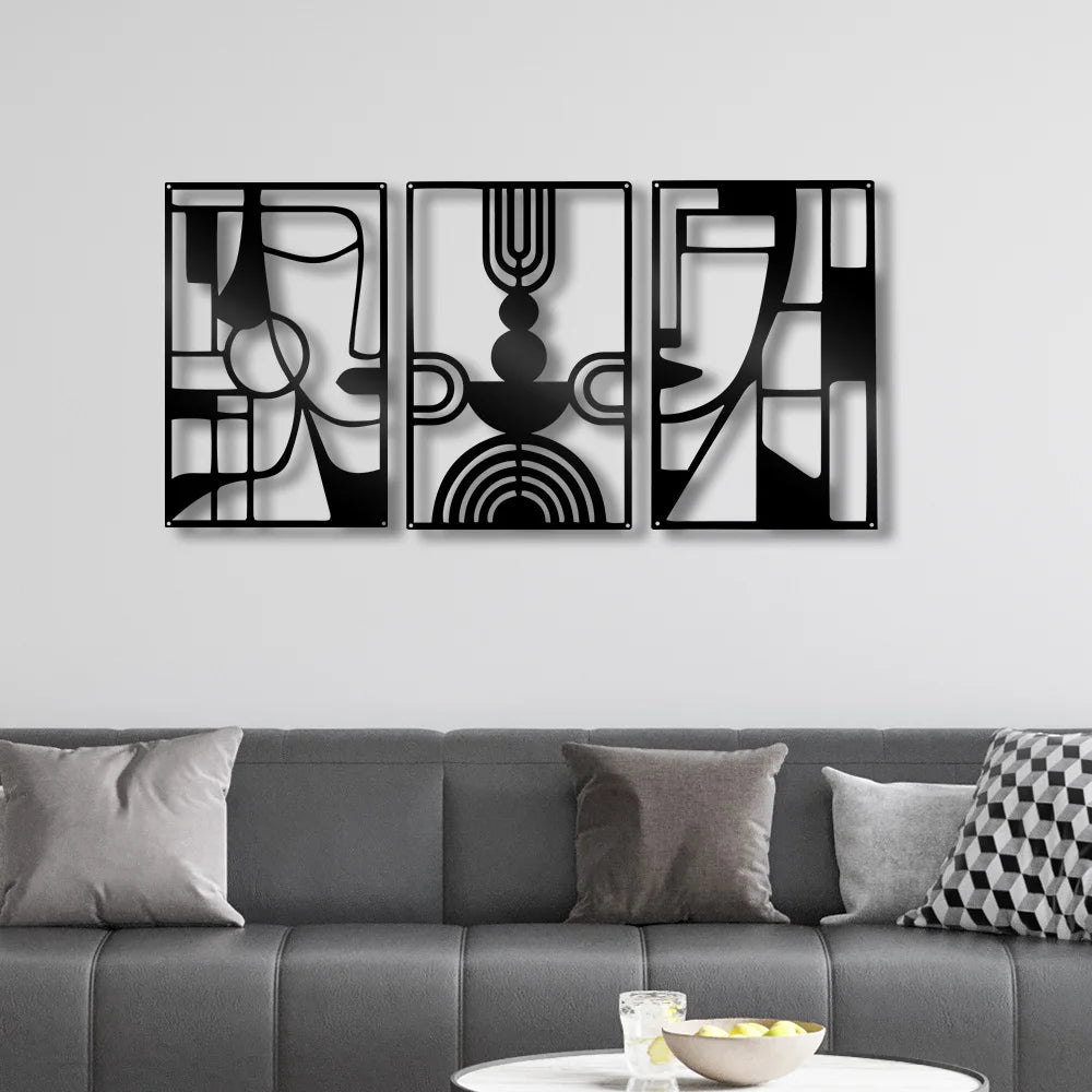 Modern Abstract Geometric Face Metal Wall Art 3d Wrought Iron Plaques For Living Room Dining Room Bedroom Creative Nordic Wall Decorations