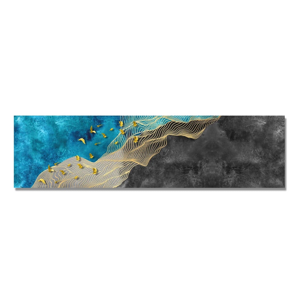 Modern Abstract Golden Birds In The Blue Sky Wide Format Wall Art Fine Art Canvas Prints Picture For Above The Bed Art For Above The Sofa