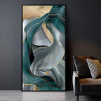 Modern Abstract Green Silk Flowing Abstract Wall Art Fine Art Canvas Prints Light Luxury Pictures For Living Room Foyer Art For Contemporary Interiors