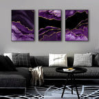 Modern Abstract Liquid Purple Black Marble Print Wall Art Fine Art Canvas Prints Pictures For Living Room Dining Room Home Office Art Decor