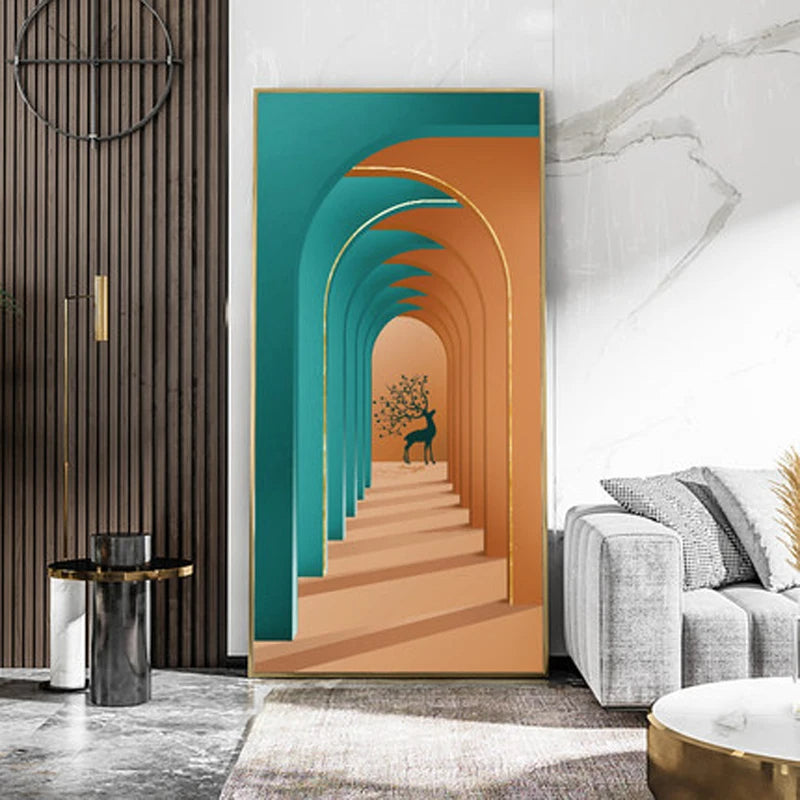 Modern Abstract Minimalist Arches Architecture Wall Art Fine Art Canvas Prints Pictures For Entrance Hall Foyer Living Room Home Office Decor