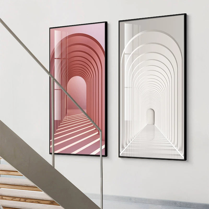 Modern Abstract Minimalist Arches Architecture Wall Art Fine Art Canvas Prints Pictures For Entrance Hall Foyer Living Room Home Office Decor