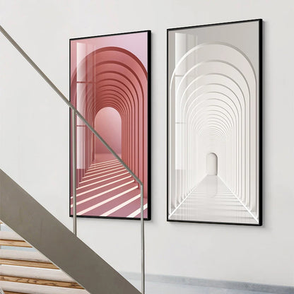 Modern Abstract Minimalist Arches Architecture Wall Art Fine Art Canvas Prints Pictures For Entrance Hall Foyer Living Room Home Office Decor