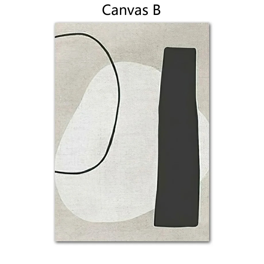 Modern Abstract Minimalist Black White Nordic Wall Art Fine Art Canvas Prints Pictures For Modern Apartment Art For Contemporary Interior Decor