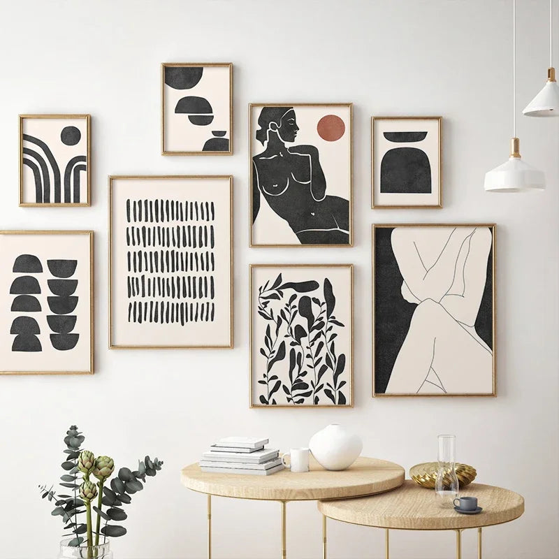 Modern Abstract Minimalist Feminine Body Art Line Art Wall Art Fine Art Canvas Prints Black White Posters Pictures For Contemporary Home Decor
