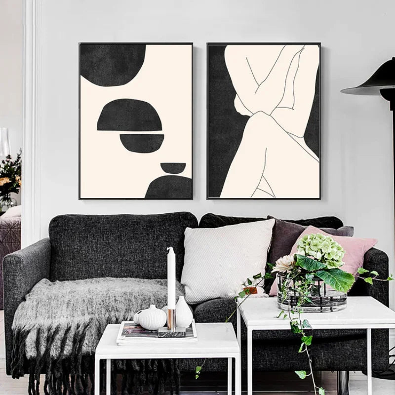 Modern Abstract Minimalist Feminine Body Art Line Art Wall Art Fine Art Canvas Prints Black White Posters Pictures For Contemporary Home Decor