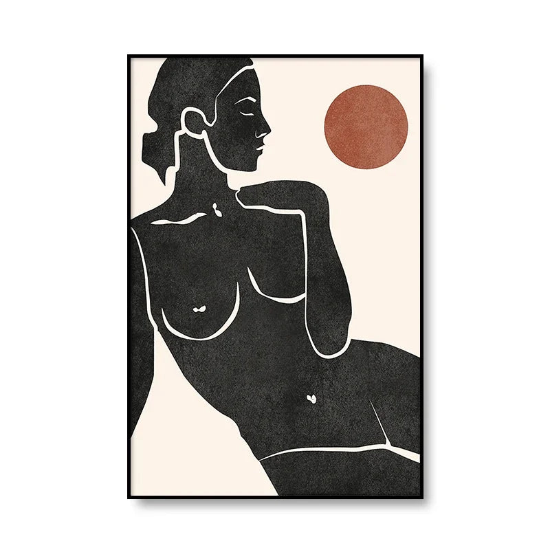 Modern Abstract Minimalist Feminine Body Art Line Art Wall Art Fine Art Canvas Prints Black White Posters Pictures For Contemporary Home Decor