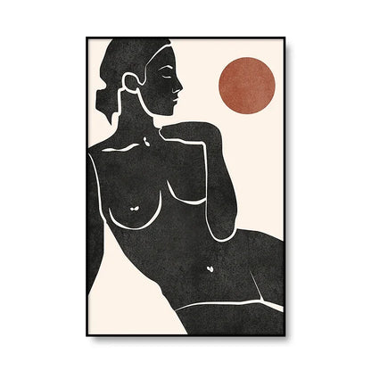 Modern Abstract Minimalist Feminine Body Art Line Art Wall Art Fine Art Canvas Prints Black White Posters Pictures For Contemporary Home Decor