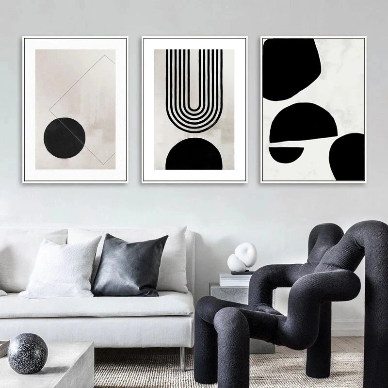 Modern Abstract Minimalist Geometric Wall Art Neutral Colors Pictures ...