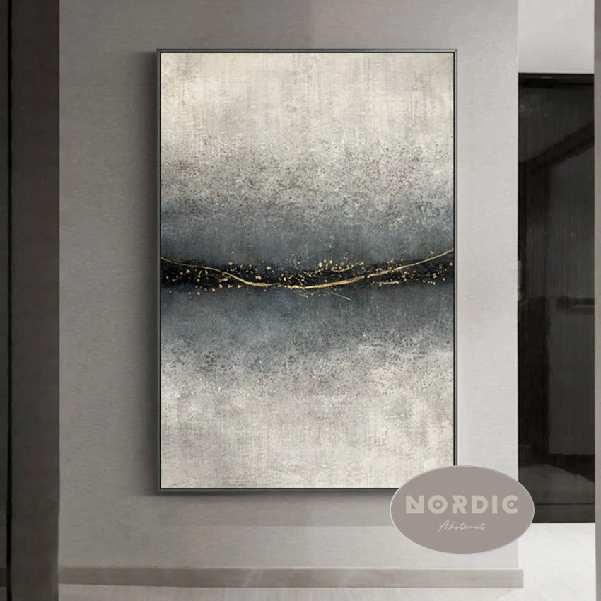 * Hand Painted * Modern Abstract Minimalist Oil Painting Large Format Picture For Contemporary Living Room Wall Decor - Unique Wall Art Hand Painted On Canvas