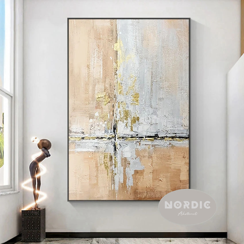 * Hand Painted * Modern Abstract Minimalist Oil Painting Large Format Picture For Contemporary Living Room Wall Decor