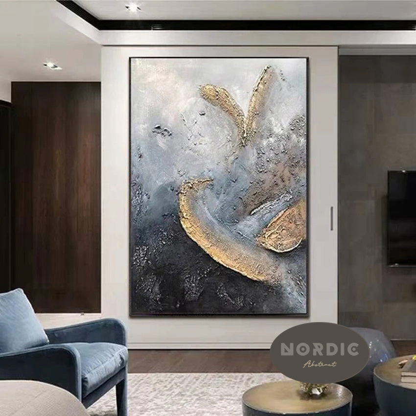 * Hand Painted * Modern Abstract Minimalist Oil Painting Large Format Picture For Contemporary Living Room Wall Decor