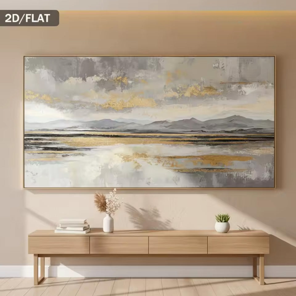 Modern Abstract Mountain Landscape Wall Art Fine Art Canvas Print – Minimalist Neutral Artwork for Luxury Home Decor