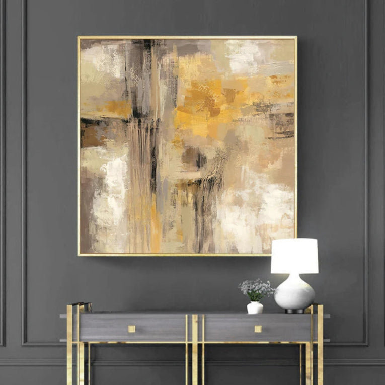 Modern Abstract Neutral Colors Square Format Wall Art Fine Art Canvas Prints Pictures For Living Room Dining Room Home Office Decor