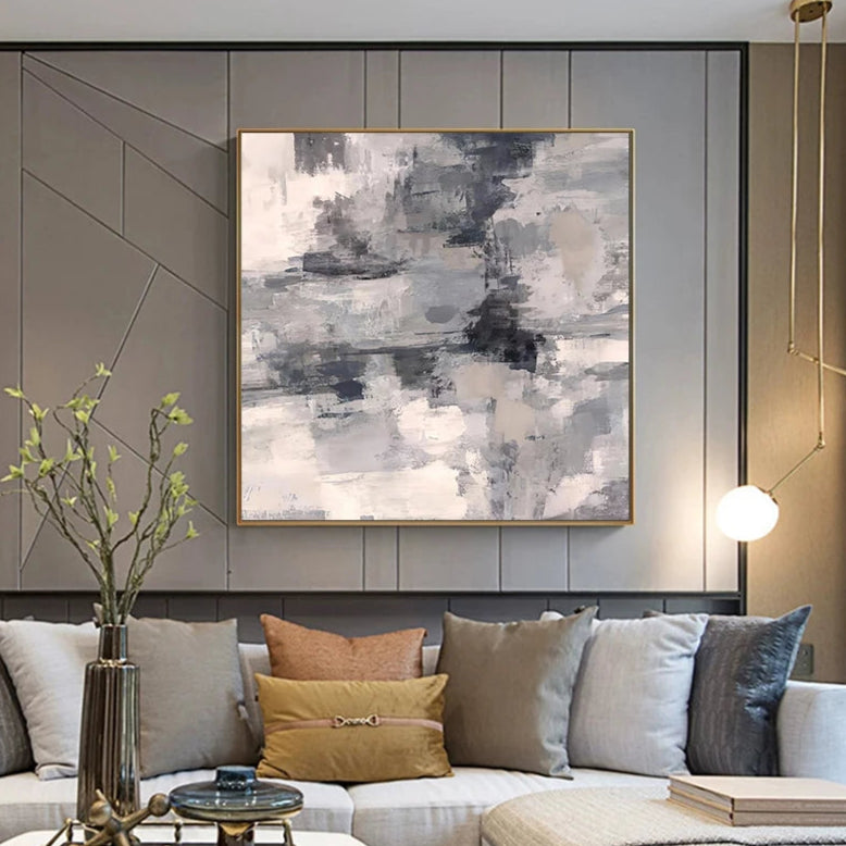 Modern Abstract Neutral Colors Square Format Wall Art Fine Art Canvas Prints Pictures For Living Room Dining Room Home Office Decor 2025