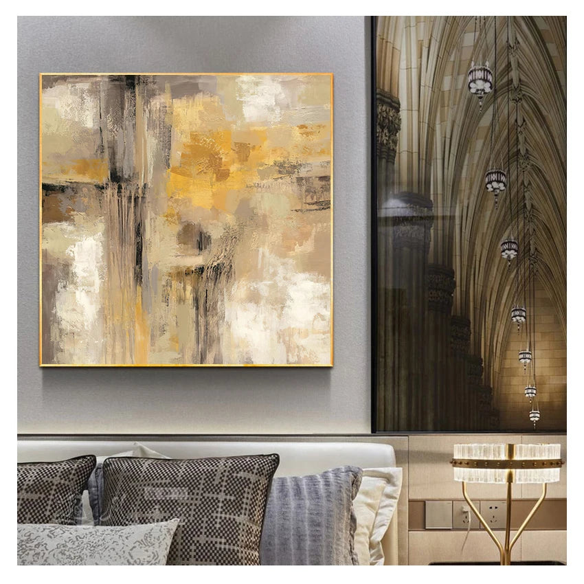 Modern Abstract Neutral Colors Square Format Wall Art Fine Art Canvas Prints Pictures For Living Room Dining Room Home Office Decor 2025