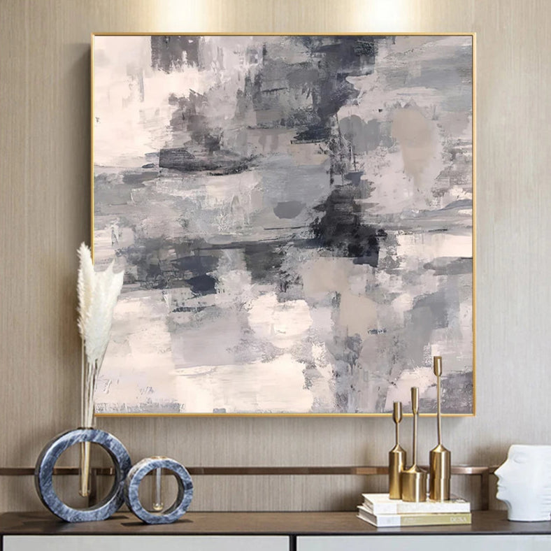 Modern Abstract Neutral Colors Square Format Wall Art Fine Art Canvas Prints Pictures For Living Room Dining Room Home Office Decor 2025