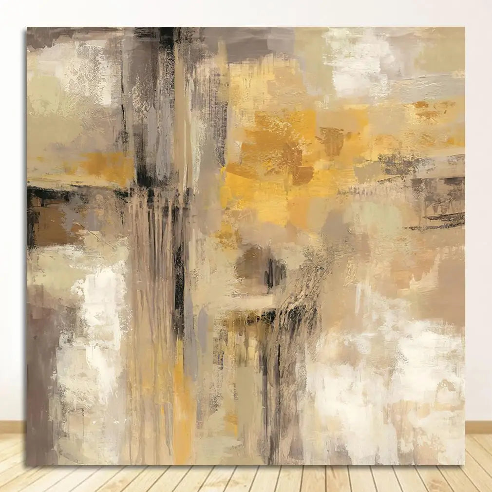 Modern Abstract Neutral Colors Square Format Wall Art Fine Art Canvas Prints Pictures For Living Room Dining Room Home Office Decor 2025