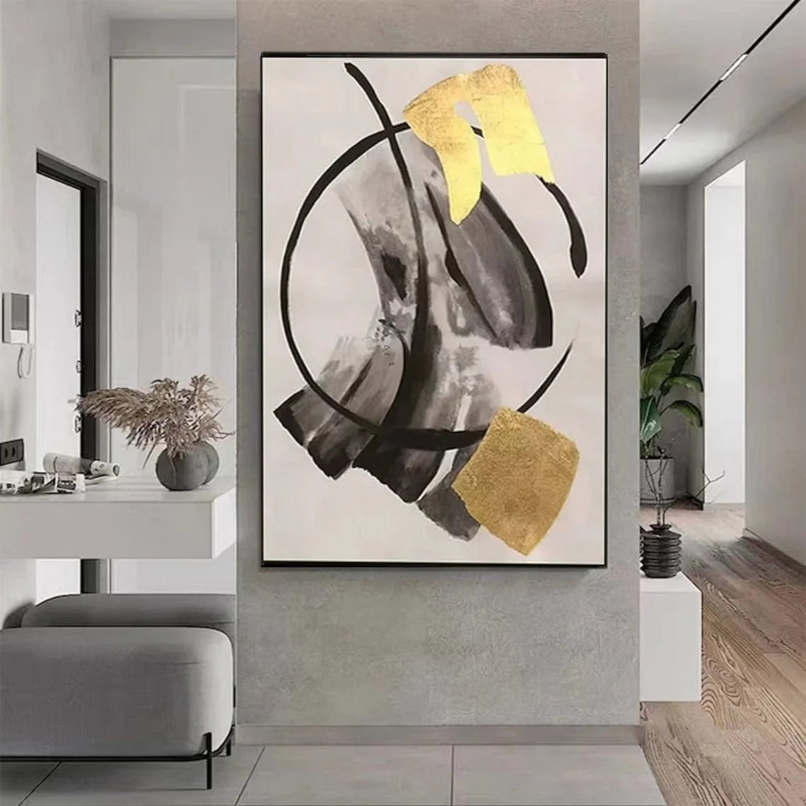 Modern Abstract Neutral Tones Color Block Wall Art Fine Art Canvas Prints Pictures For Living Room Entrance Hall Home Office Art Decor