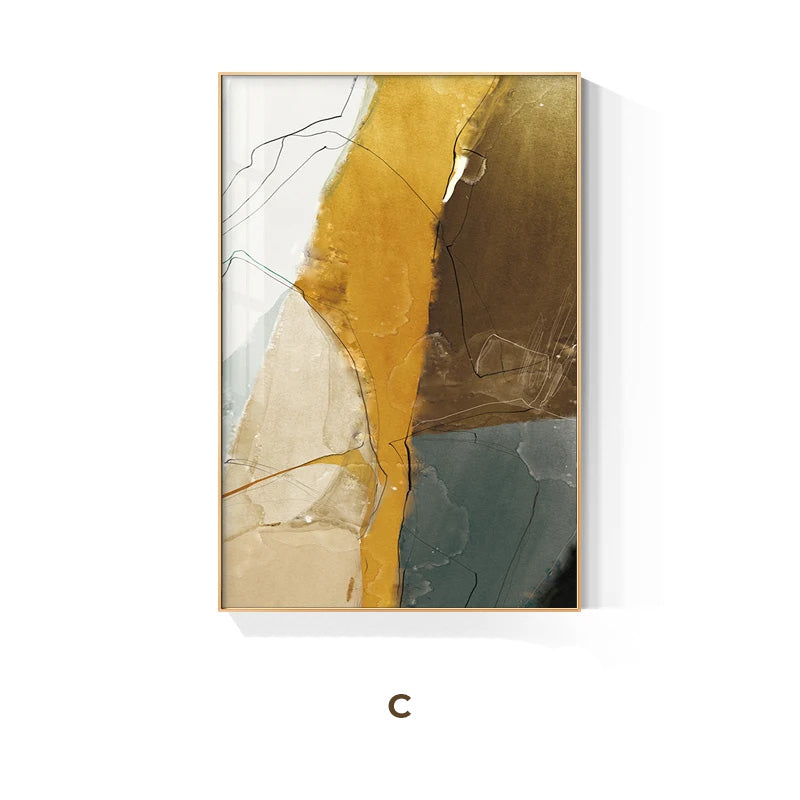 Modern Abstract Nordic Geomorphic Wall Art Fine Art Canvas Prints Neutral Tones Pictures For Modern Living Room Entrance Hall Home Office Decor