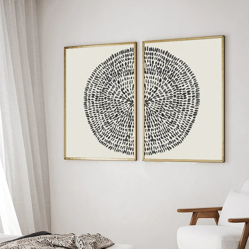 Modern Abstract Radial Dots Wall Art Fine Art Canvas Prints Minimalist Pictures For Living Room Dining Room Bedroom Art For Contemporary Home Decor