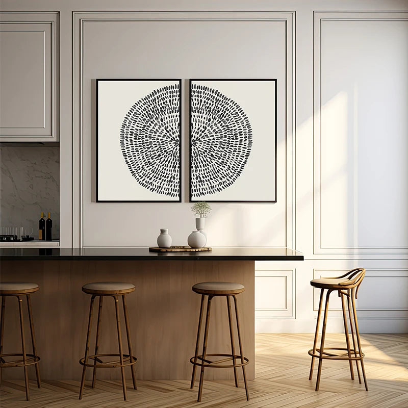 Modern Abstract Radial Dots Wall Art Fine Art Canvas Prints Minimalist Pictures For Living Room Dining Room Bedroom Art For Contemporary Home Decor