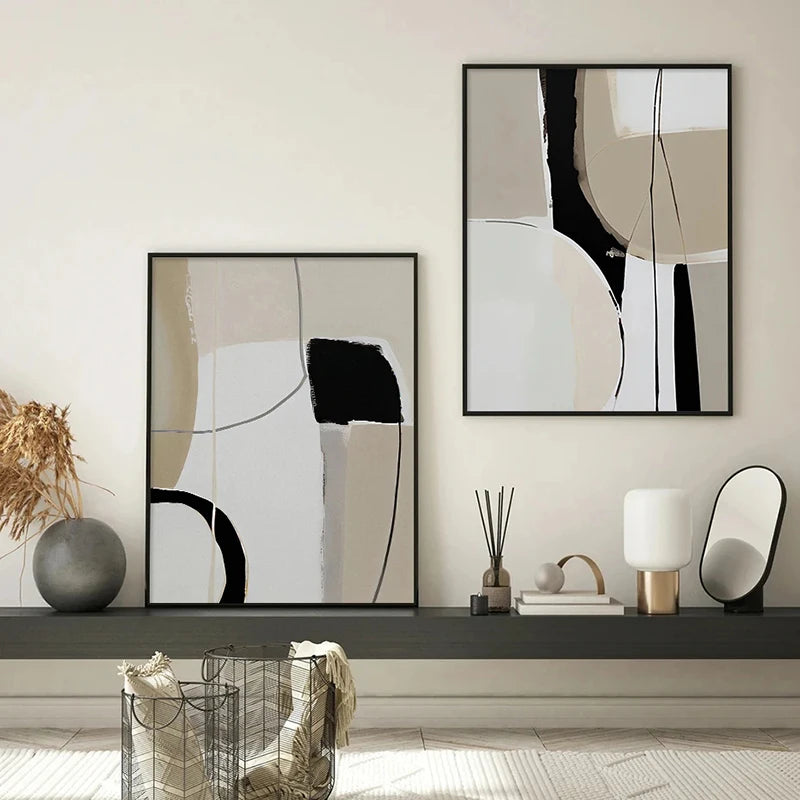 Modern Abstract Scandinavian Wall Art Fine Art Canvas Neutral Tones Living Room Art For Dining Room Bedroom Art For Contemporary Interiors