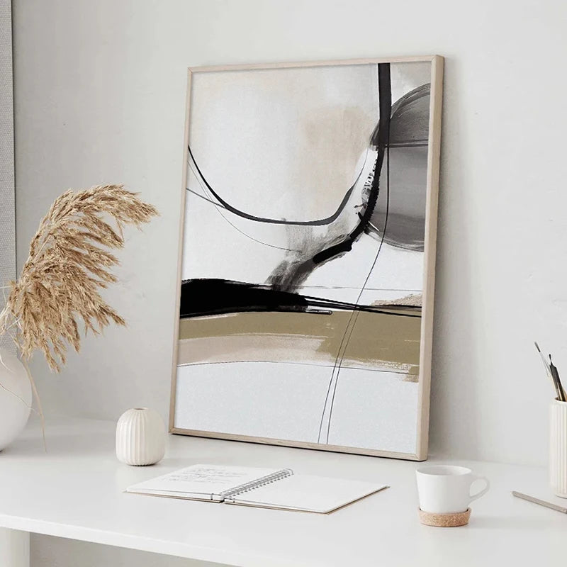 Modern Abstract Scandinavian Wall Art Fine Art Canvas Neutral Tones Living Room Art For Dining Room Bedroom Art For Contemporary Interiors